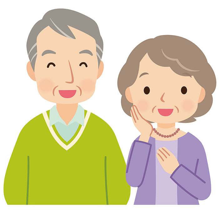 笑顔の高齢の男性と女性のイラスト