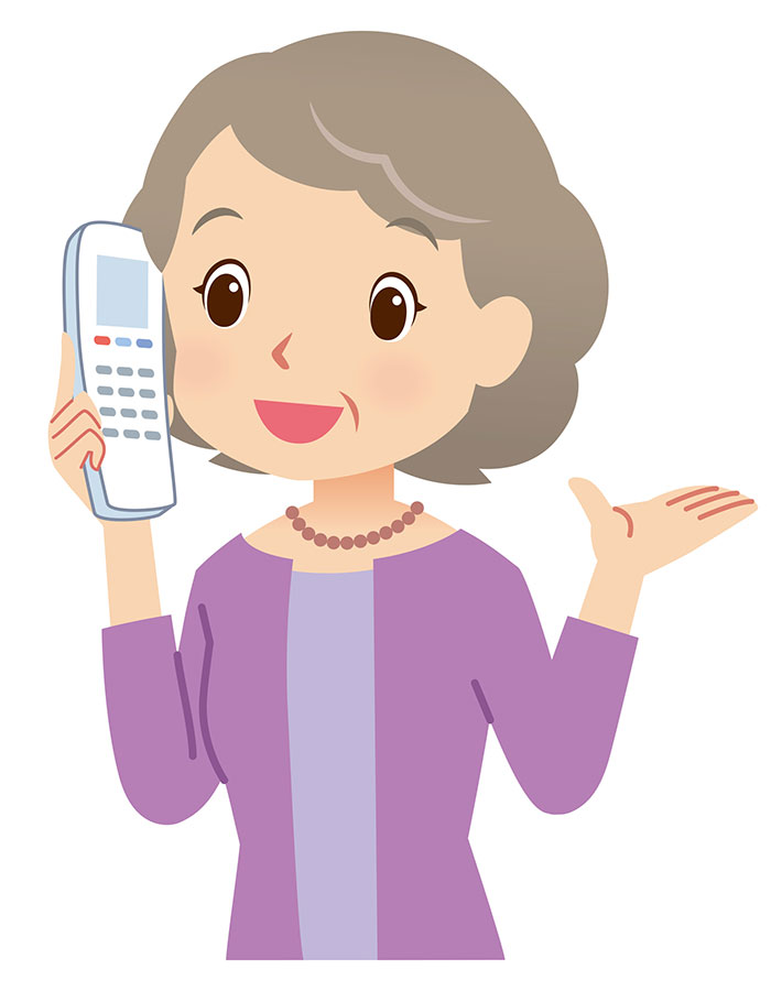 電話をかけている高齢女性のイラスト
